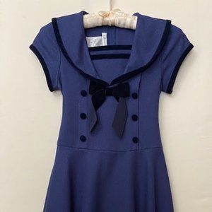 Bonnie Jean - Navy Blue Velvet Sailor Dress